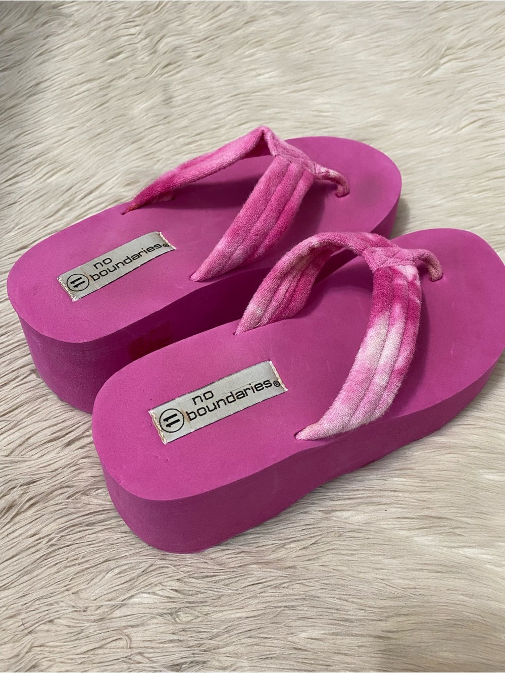 Y2K No Boundaries Hot Pink Platform Flip Flops 2000s Sandals 11 Lizzie Mcquire - Picture 5 of 9